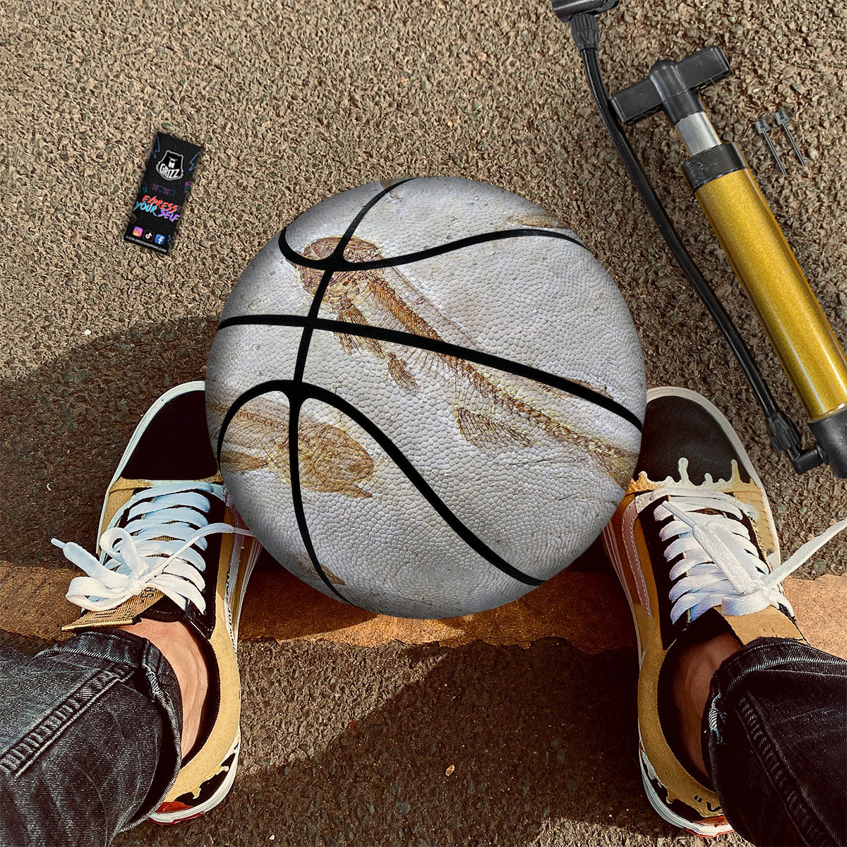 Fish Fossil Lycoptera Print Basketball - Image 2