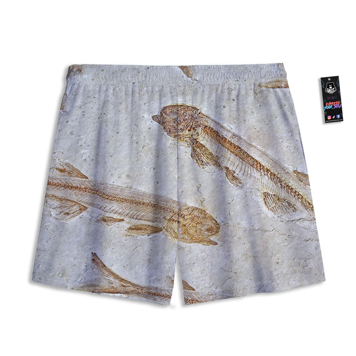 Fish Fossil Lycoptera Print Mesh Shorts - Image 2