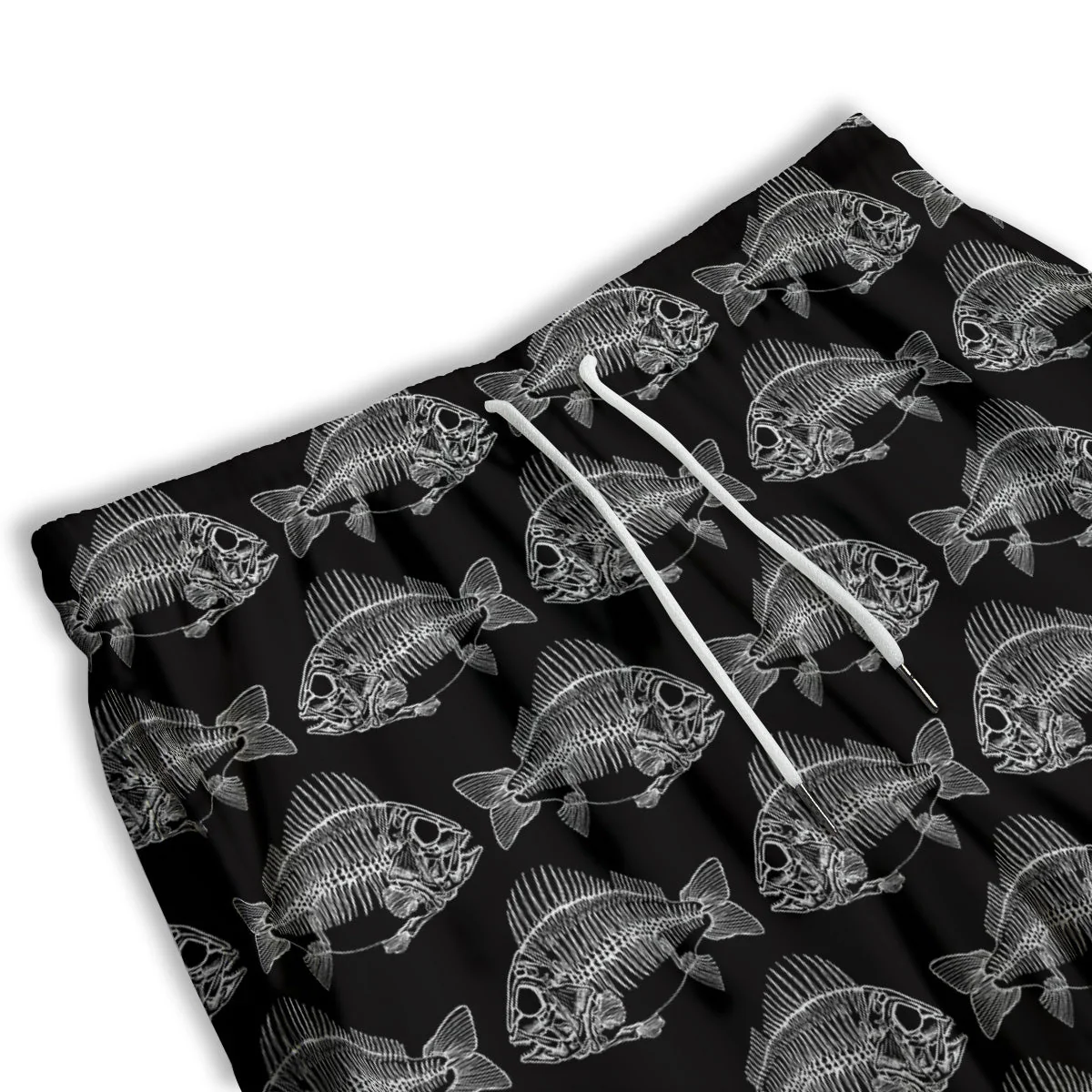 Fish Skeleton Print Pattern Men's Athletic Shorts - Image 3