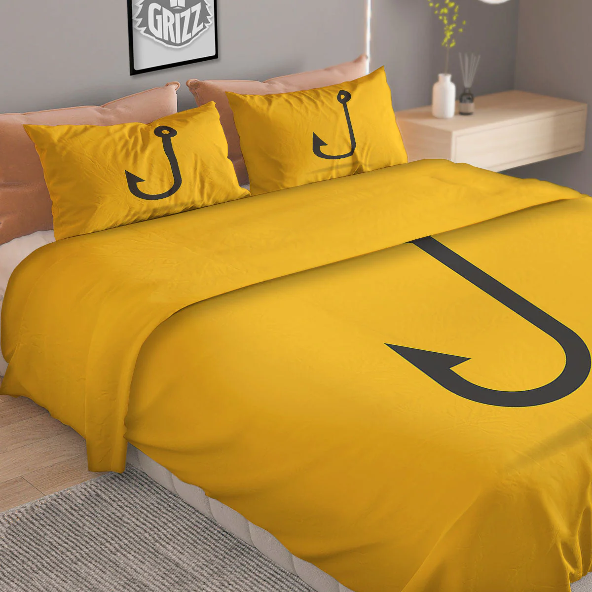 Fishing Hooks Print Duvet Cover Bedding Set - Image 2