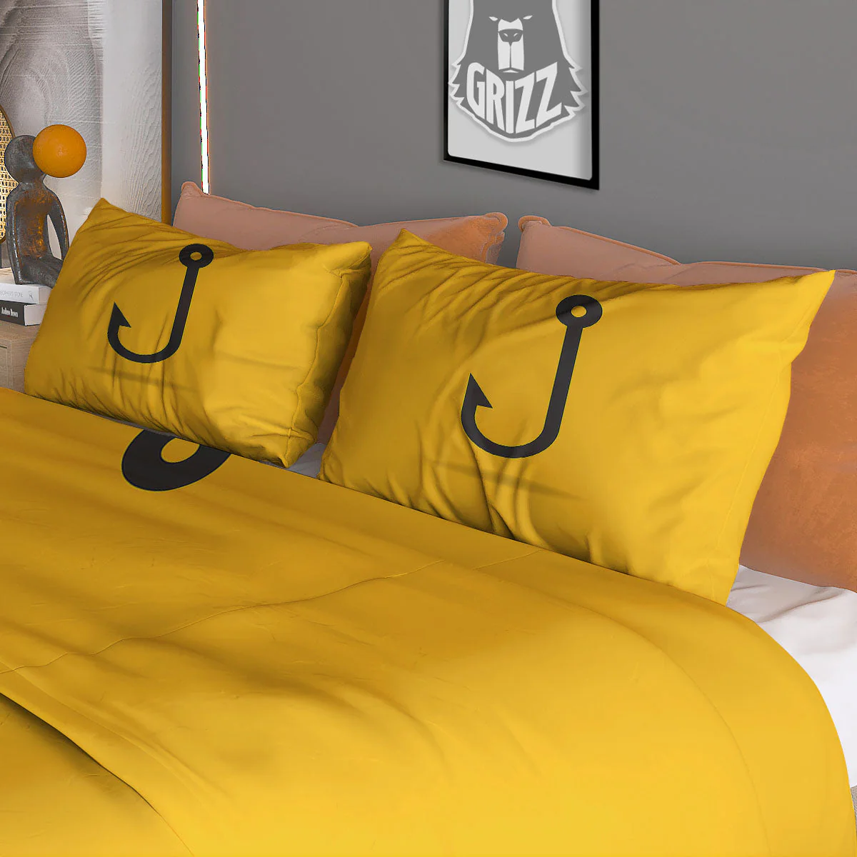 Fishing Hooks Print Duvet Cover Bedding Set - Image 3