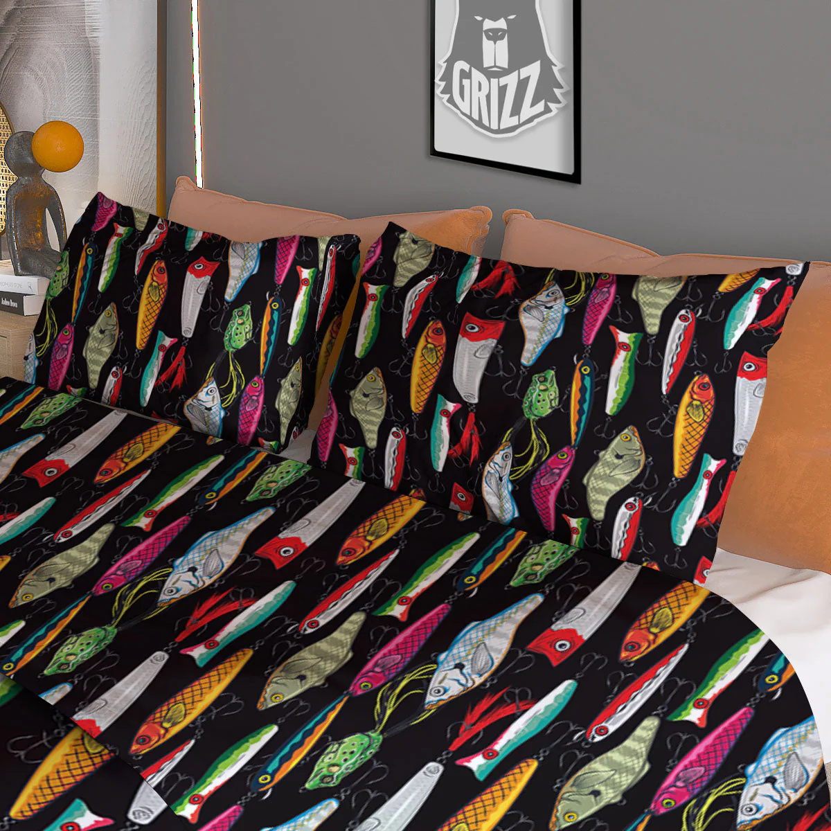Fishing Print Pattern Duvet Cover Bedding Set - Image 3