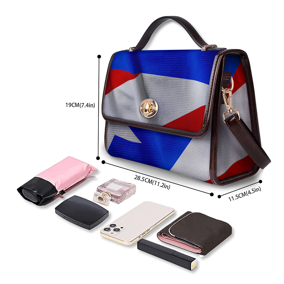 Flag Puerto Rican Print Women's Satchel Bag - Image 4