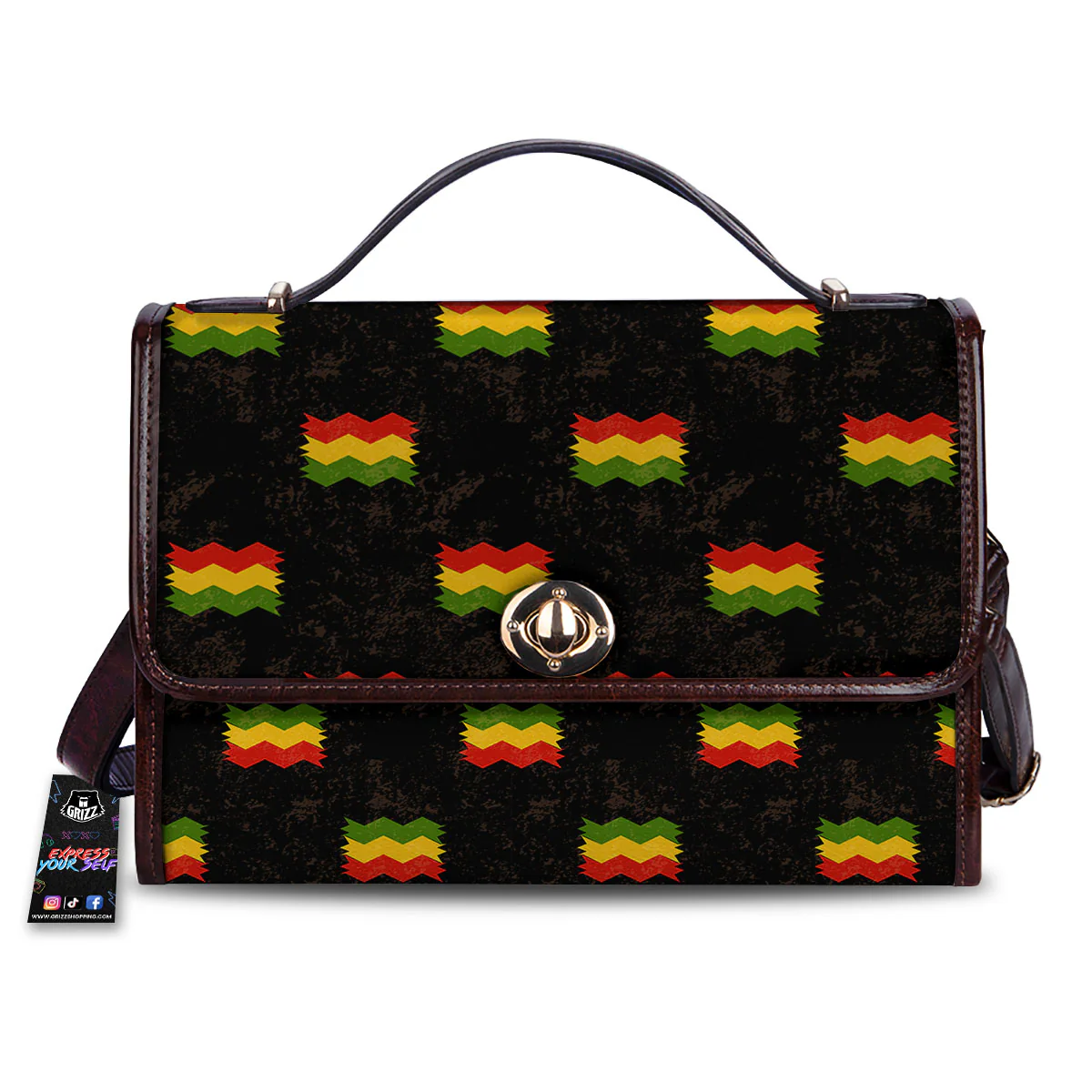 Flag Rasta Print Pattern Women's Satchel Bag