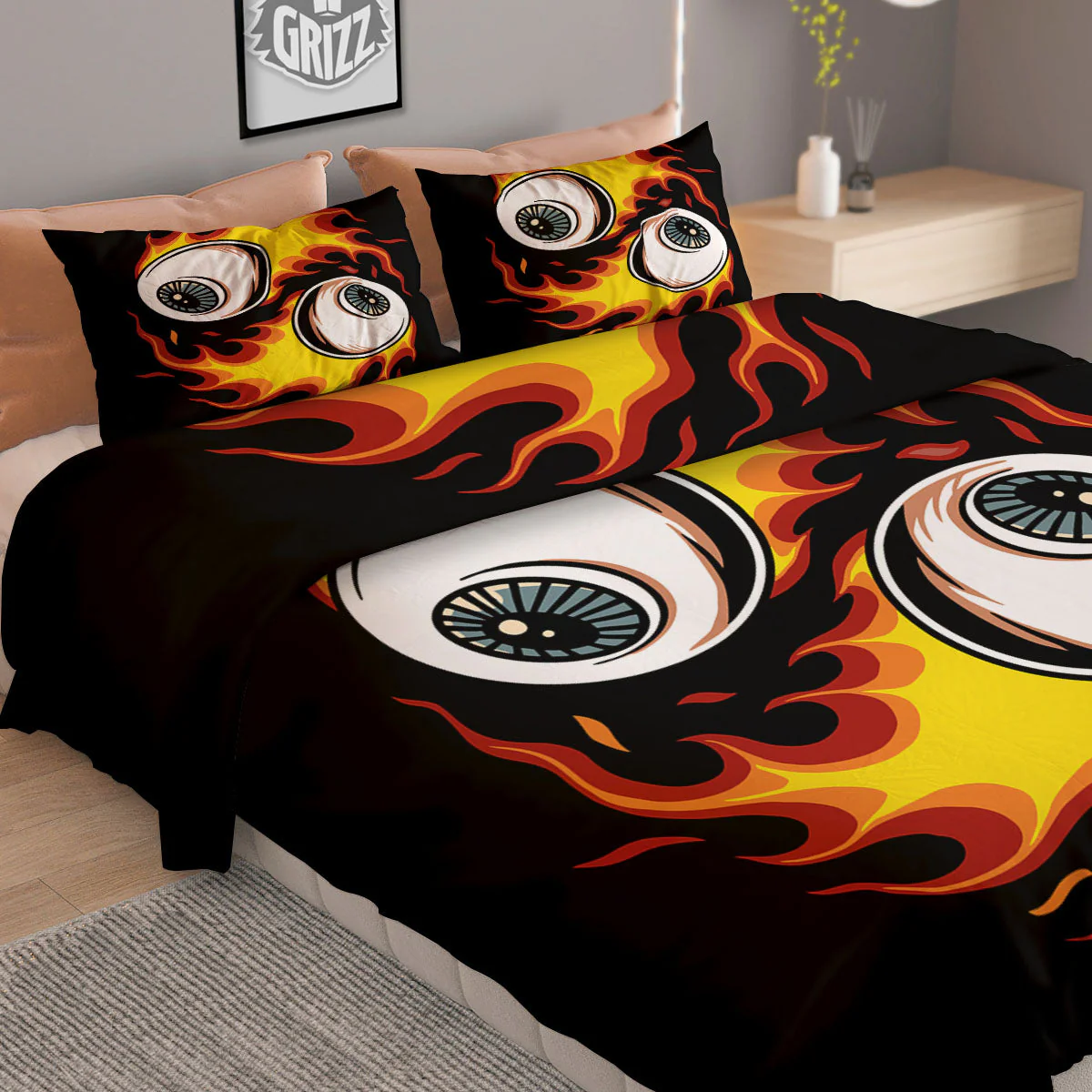 Flaming Eye Print Duvet Cover Bedding Set - Image 2