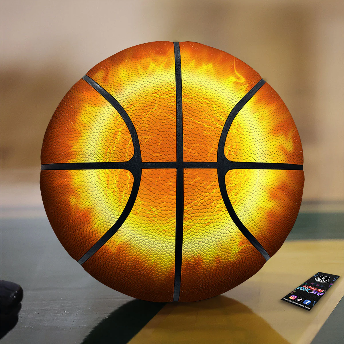 Flaming Sun Print Basketball