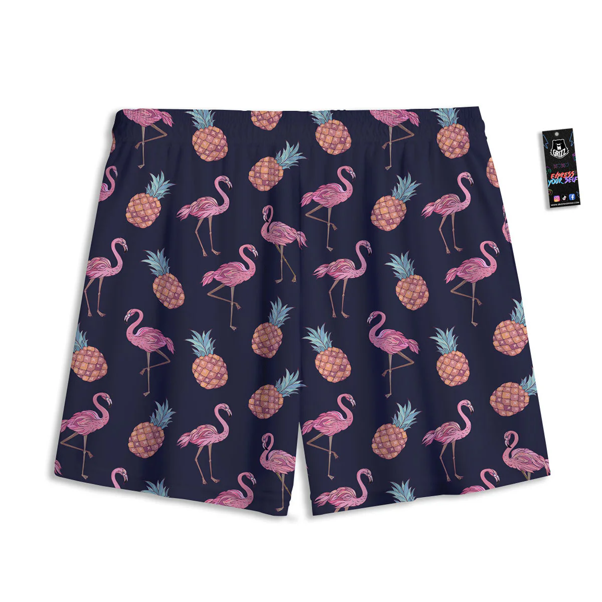 Flamingo And Pineapple Print Pattern Mesh Shorts - Image 2