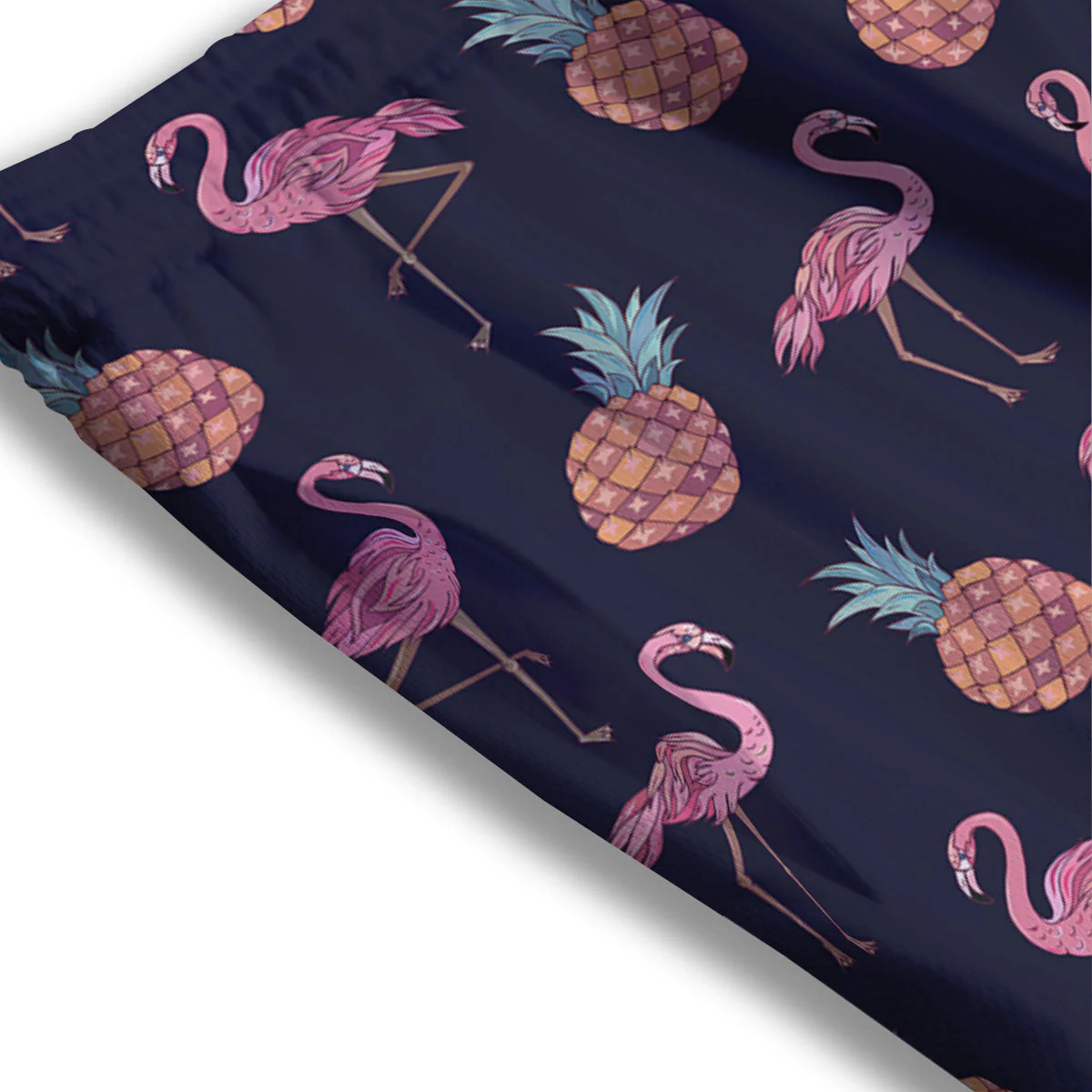 Flamingo And Pineapple Print Pattern Mesh Shorts - Image 3