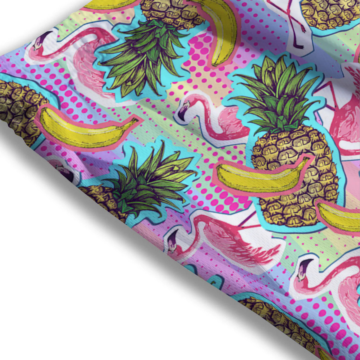 Flamingo And Pineapple Rainbow Print Pattern Mesh Shorts - Image 3