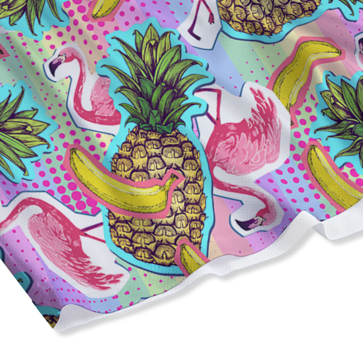 Flamingo And Pineapple Rainbow Print Pattern Mesh Shorts - Image 4