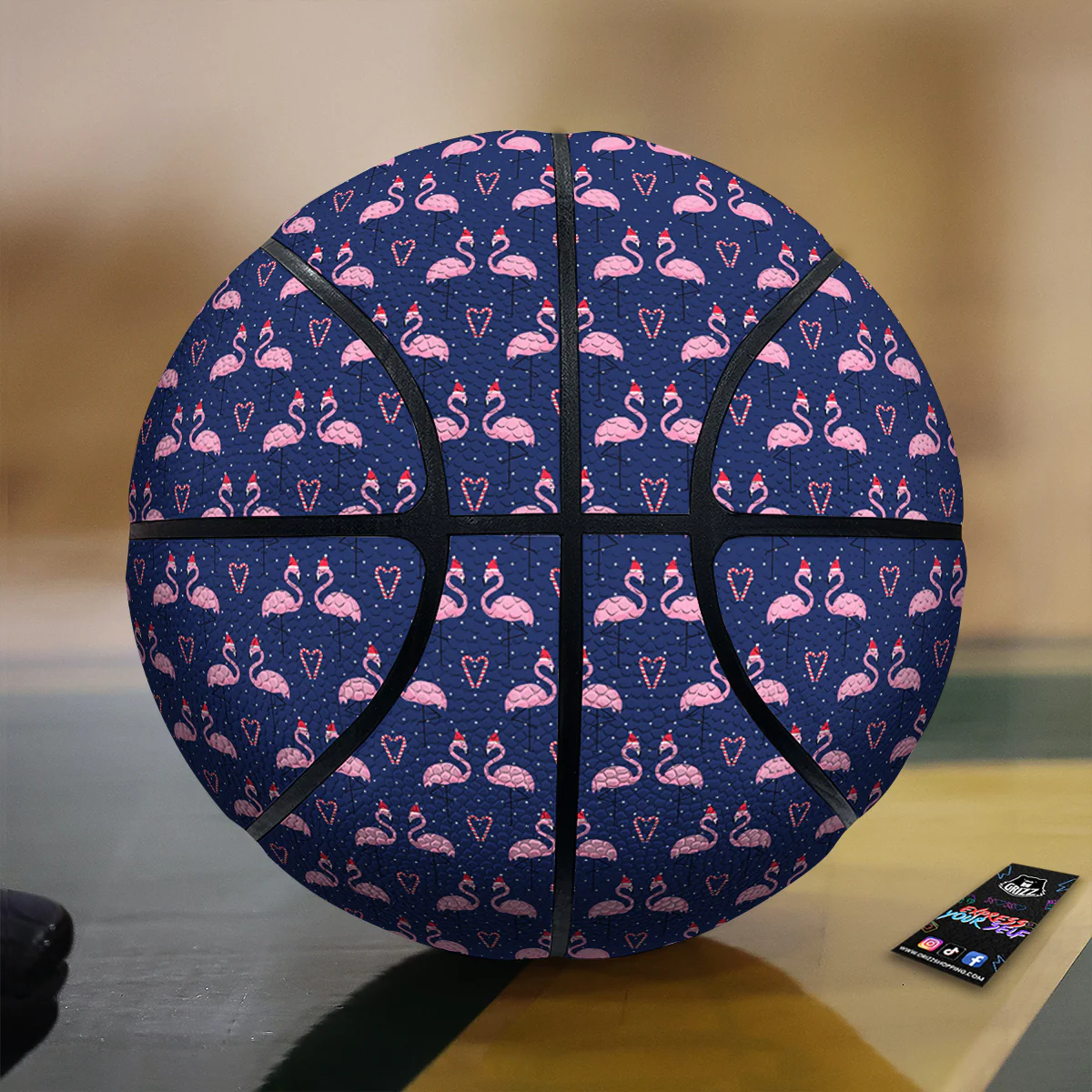 Flamingo Christmas Snowy Print Pattern Basketball