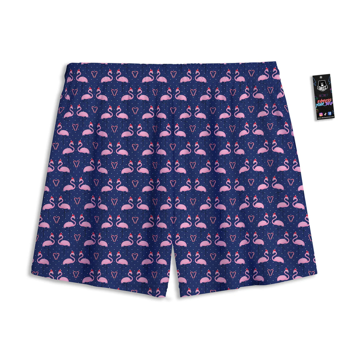 Flamingo Christmas Snowy Print Pattern Mesh Shorts - Image 2