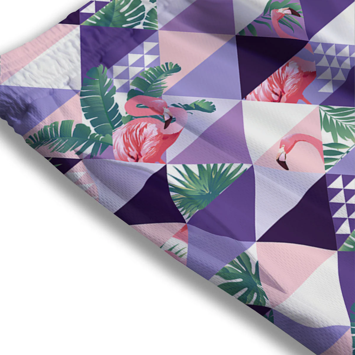 Flamingo Geometric Purple Print Pattern Mesh Shorts - Image 3