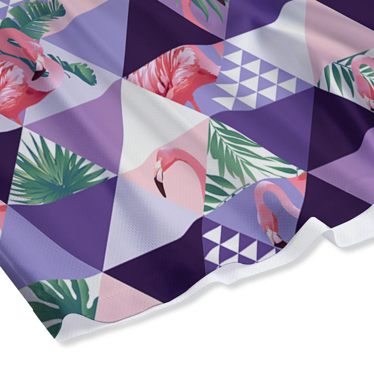 Flamingo Geometric Purple Print Pattern Mesh Shorts - Image 4
