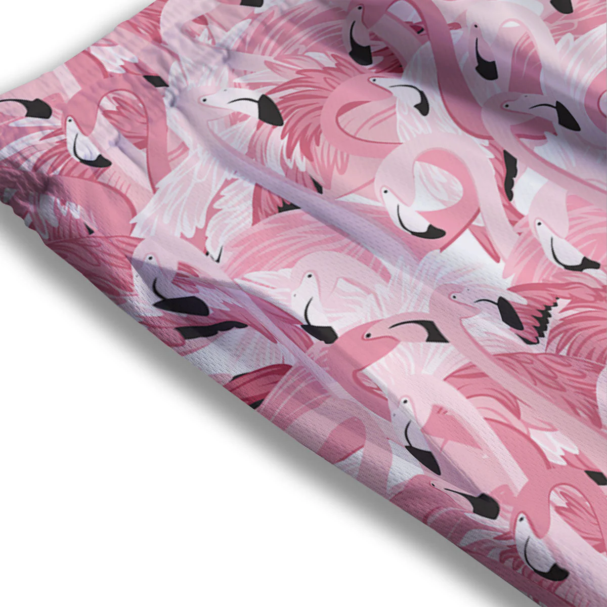 Flamingo Pink Print Pattern Mesh Shorts - Image 3