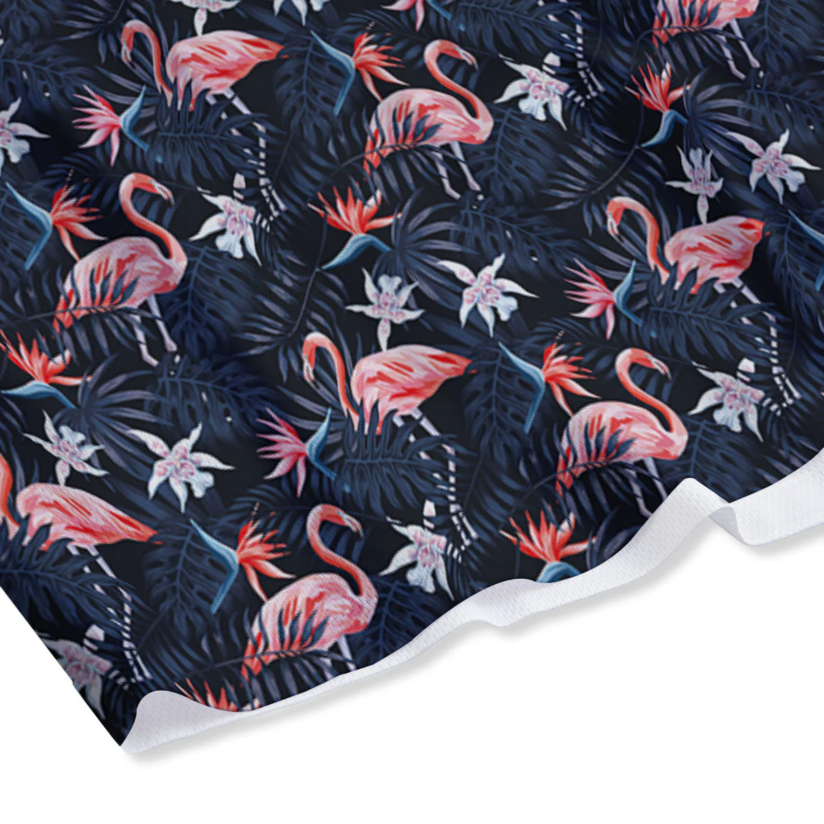Flamingo Tropical Dark Print Pattern Mesh Shorts - Image 4