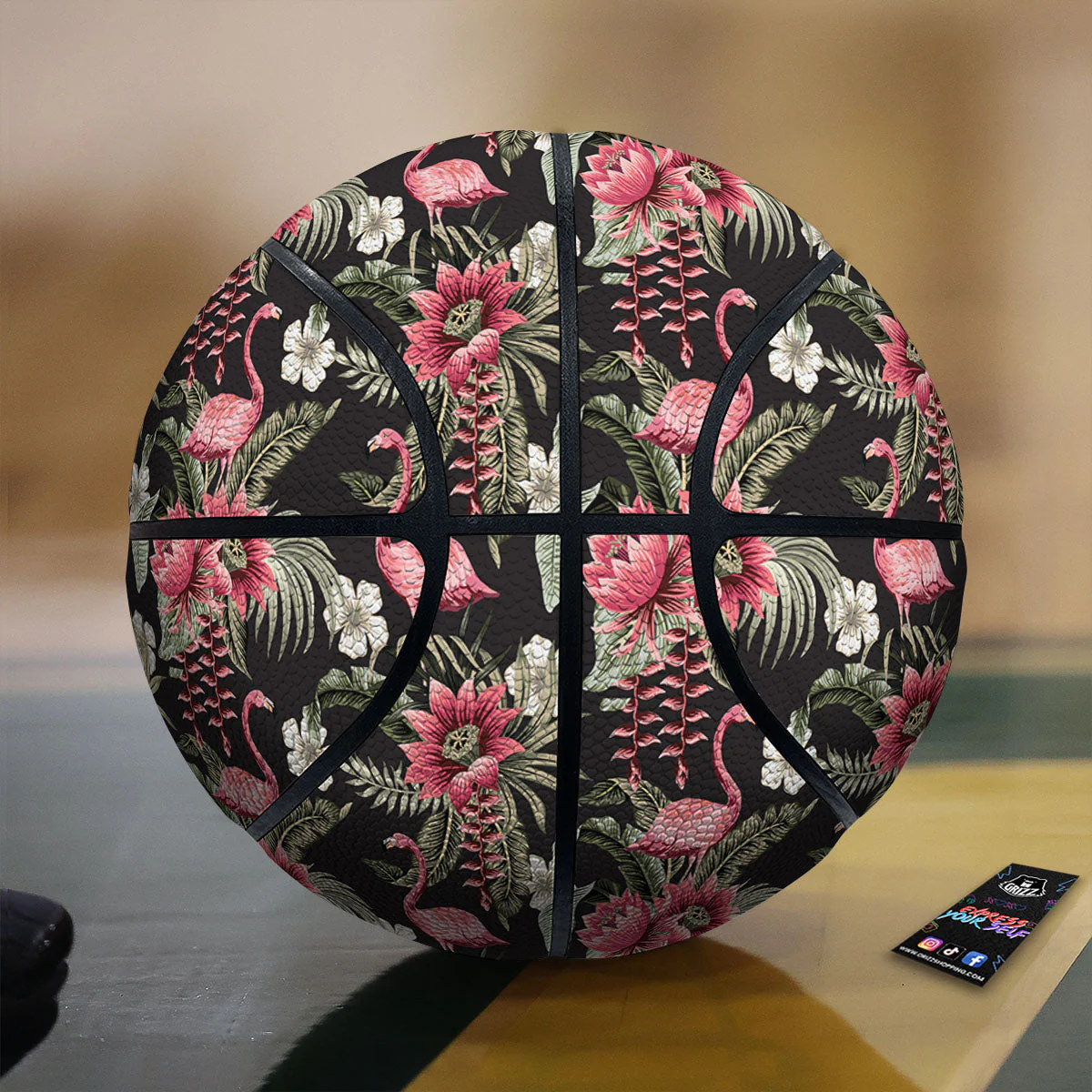 Flamingo Vintage Print Pattern Basketball