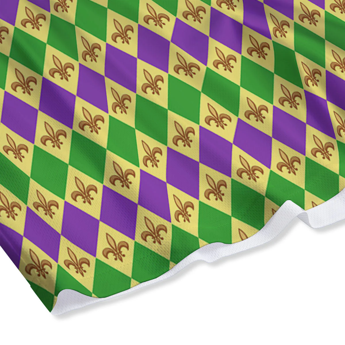 Fleur De Lis Mardi Gras Print Pattern Mesh Shorts - Image 4