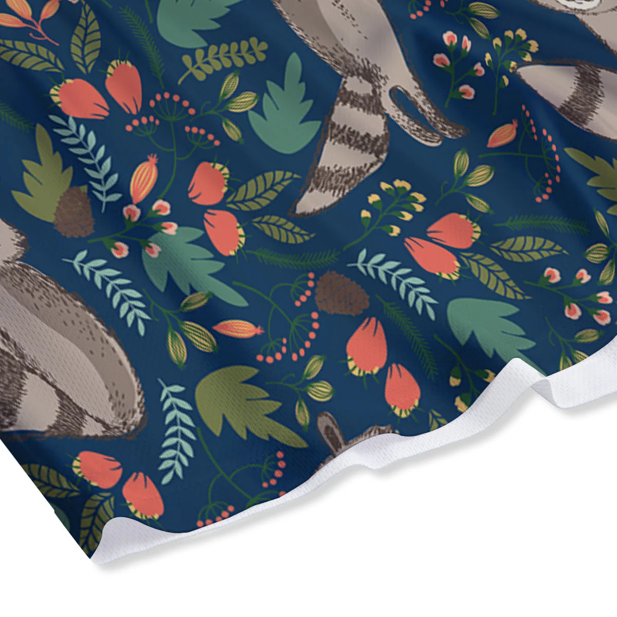 Floral And Raccoon Print Pattern Mesh Shorts - Image 4