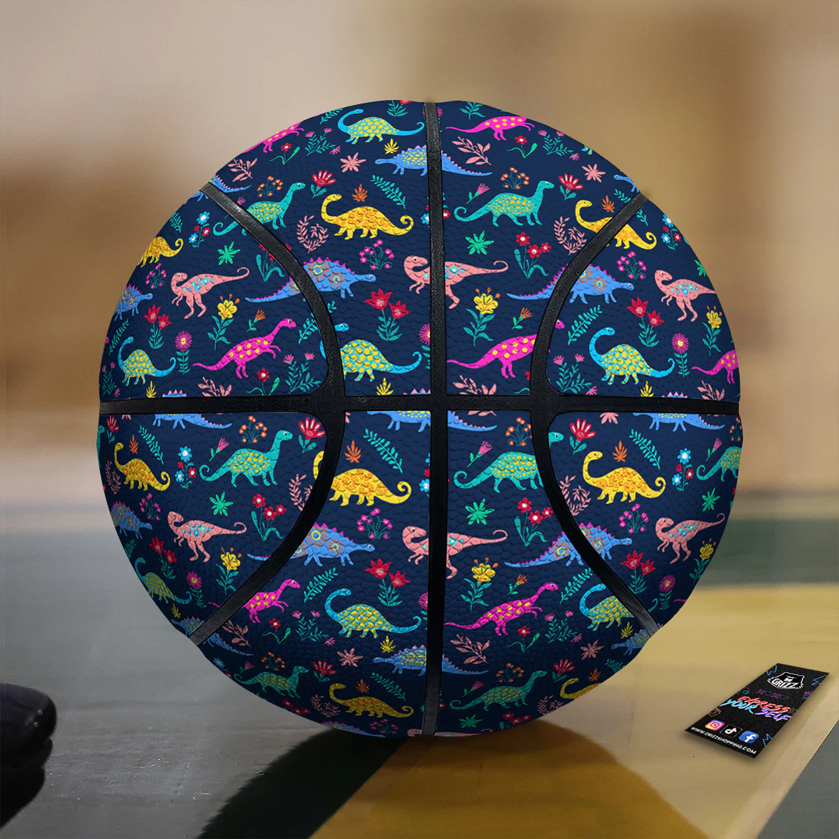 Floral Cute Dino Print Pattern Basketball