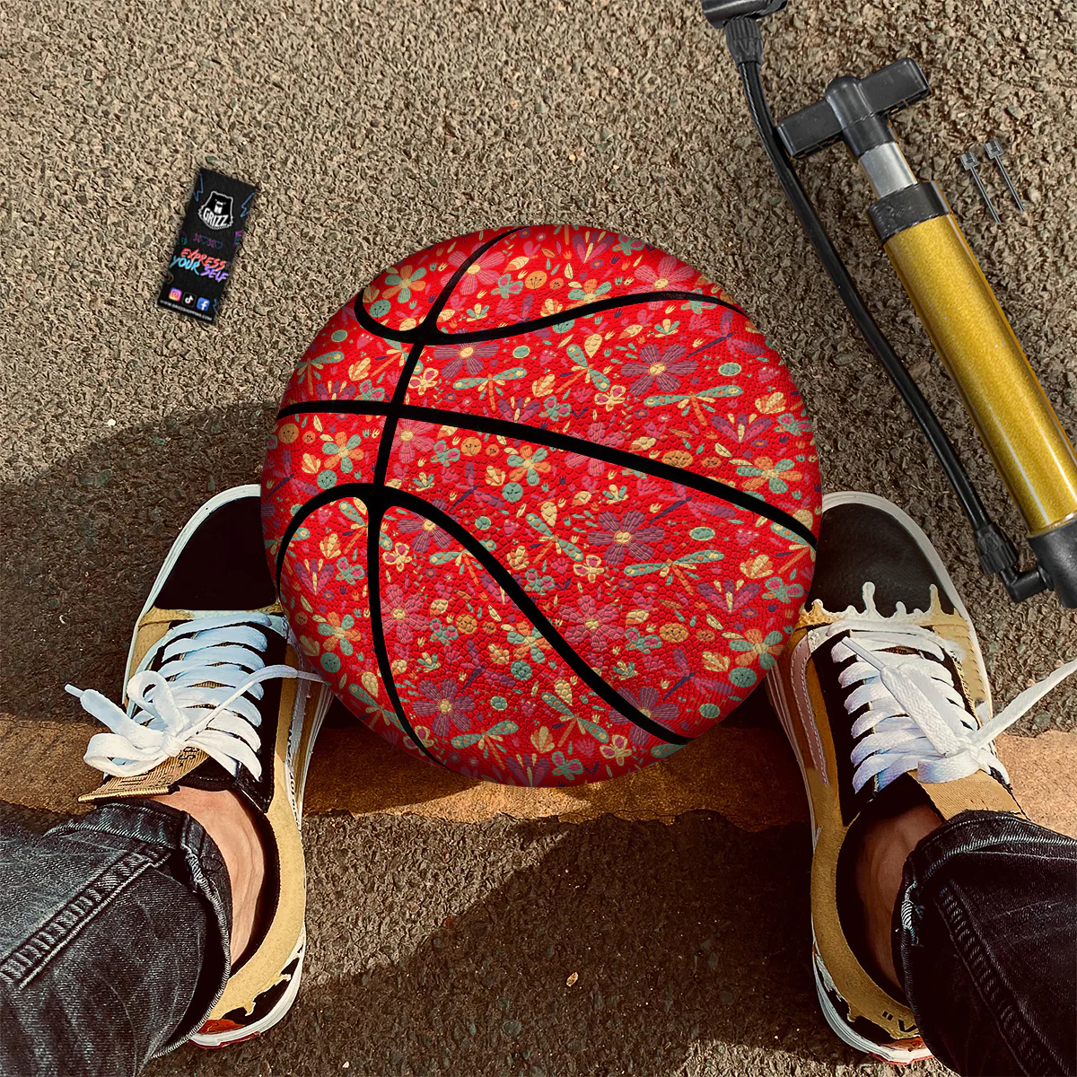 Floral Dragonfly Christmas Print Pattern Basketball - Image 2