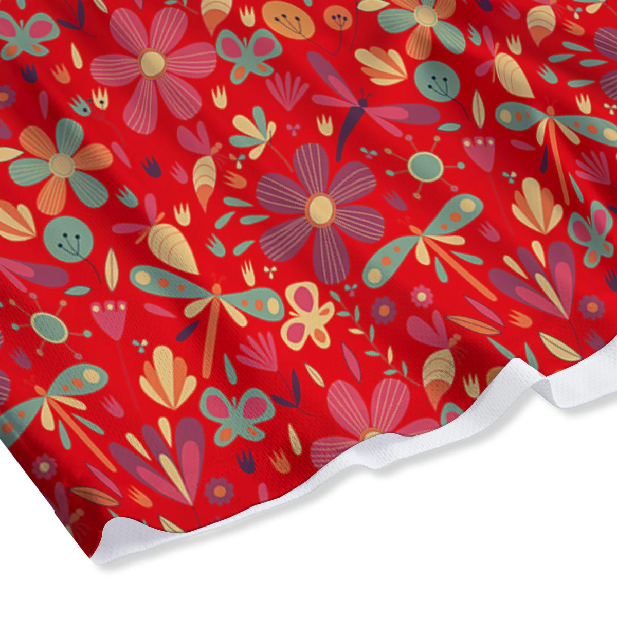 Floral Dragonfly Christmas Print Pattern Mesh Shorts - Image 4