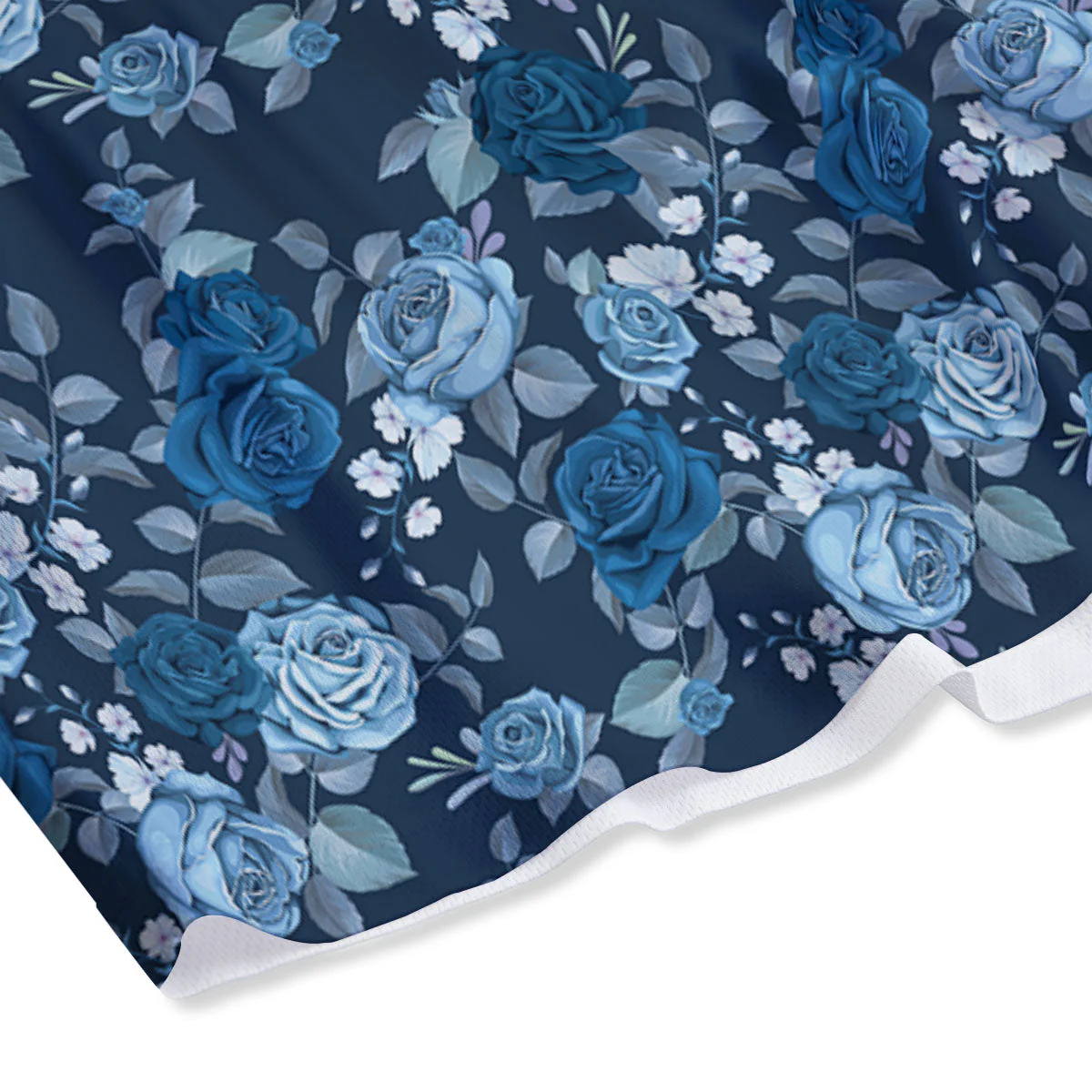 Floral Flower Blue Rose Print Pattern Mesh Shorts - Image 4