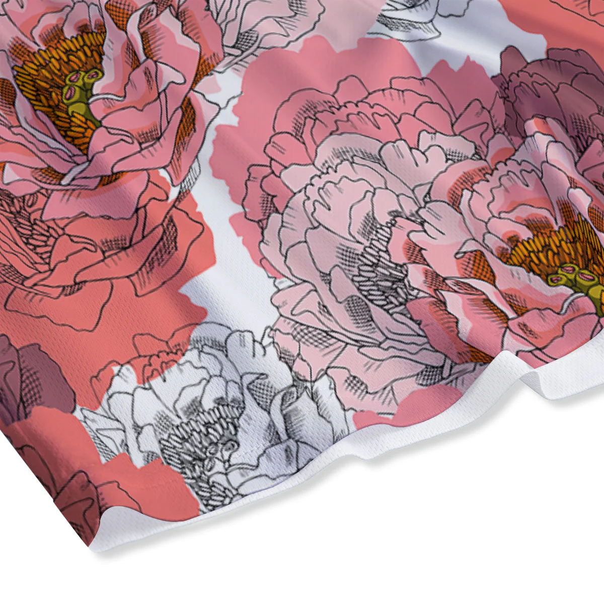 Floral Flower Pink Peony Print Pattern Mesh Shorts - Image 4