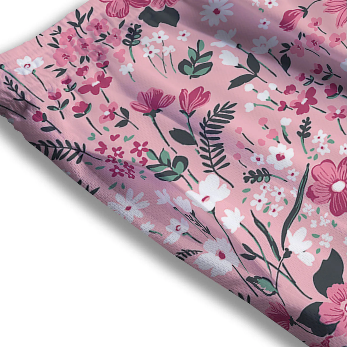Floral Flower Pink Print Pattern Mesh Shorts - Image 3