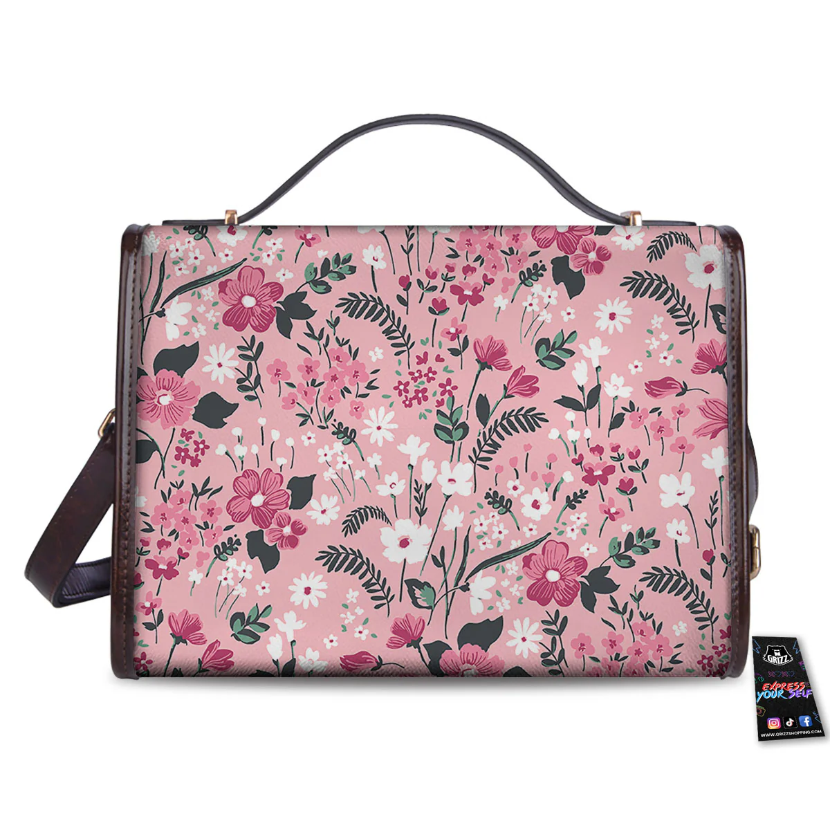 Floral Flower Pink Print Pattern Women's Satchel Bag - Image 2