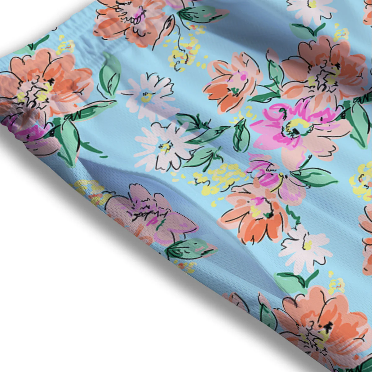 Floral Girly Vintage Print Pattern Mesh Shorts - Image 3
