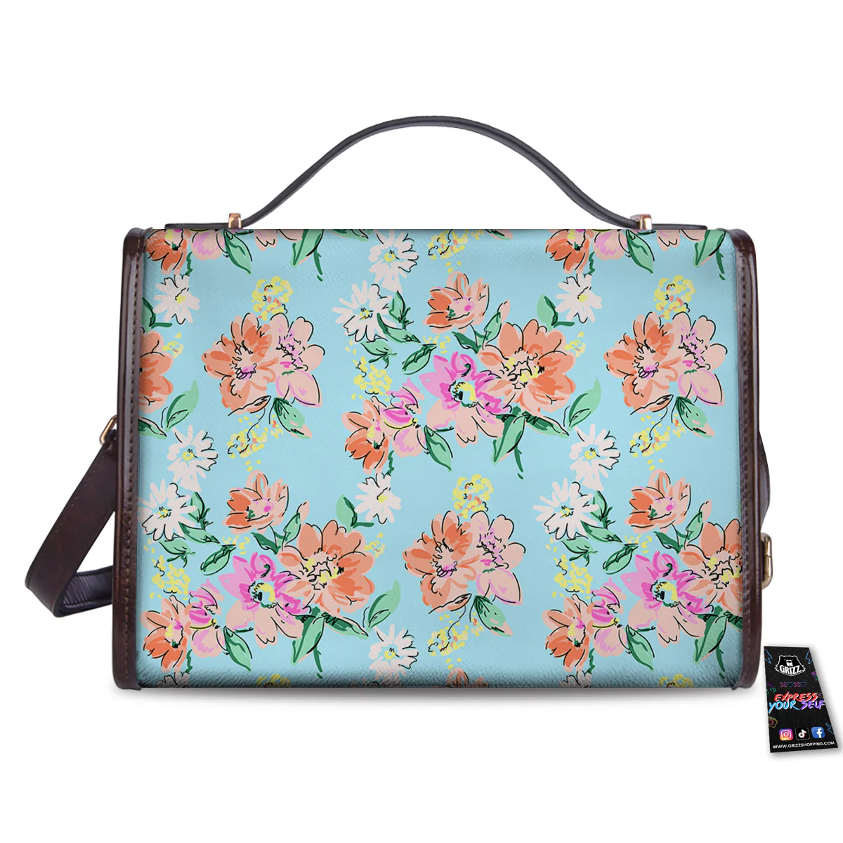 Floral Girly Vintage Print Pattern Women's Satchel Bag - Image 2