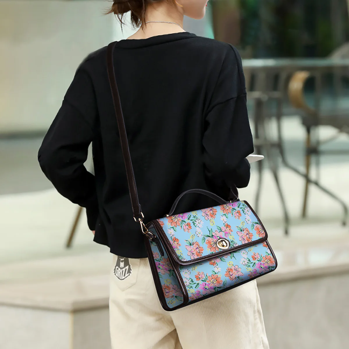 Floral Girly Vintage Print Pattern Women's Satchel Bag - Image 3