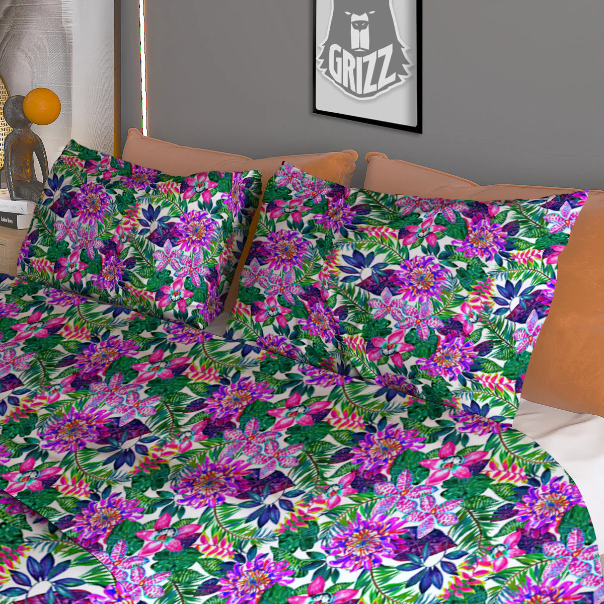 Floral Hawaii Colorful Print Pattern Duvet Cover Bedding Set - Image 3