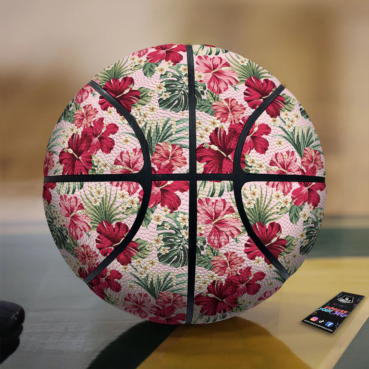 Floral Hibiscus Flower Print Pattern Basketball