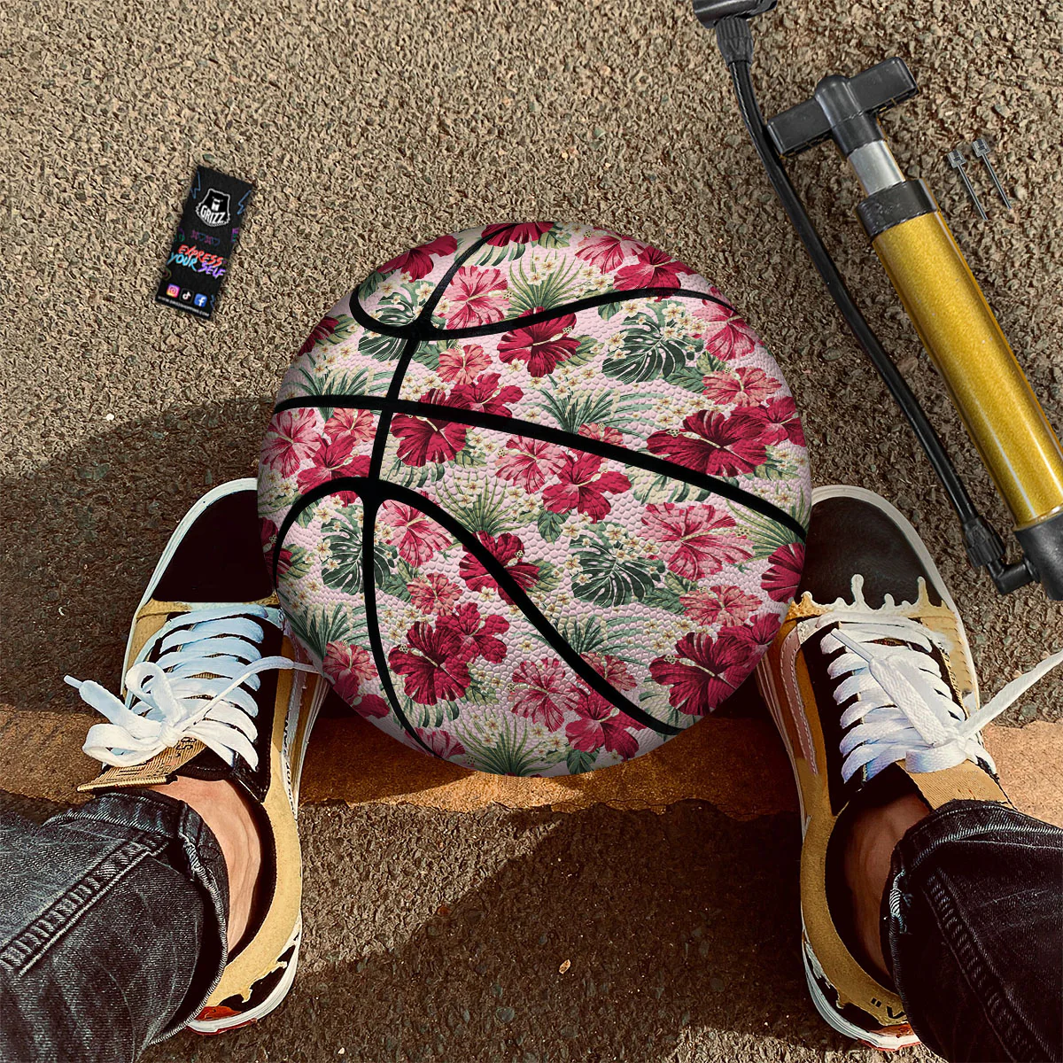 Floral Hibiscus Flower Print Pattern Basketball - Image 2