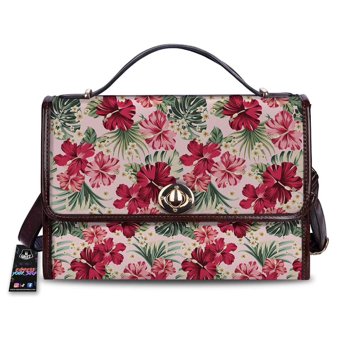Floral Hibiscus Flower Print Pattern Women's Satchel Bag