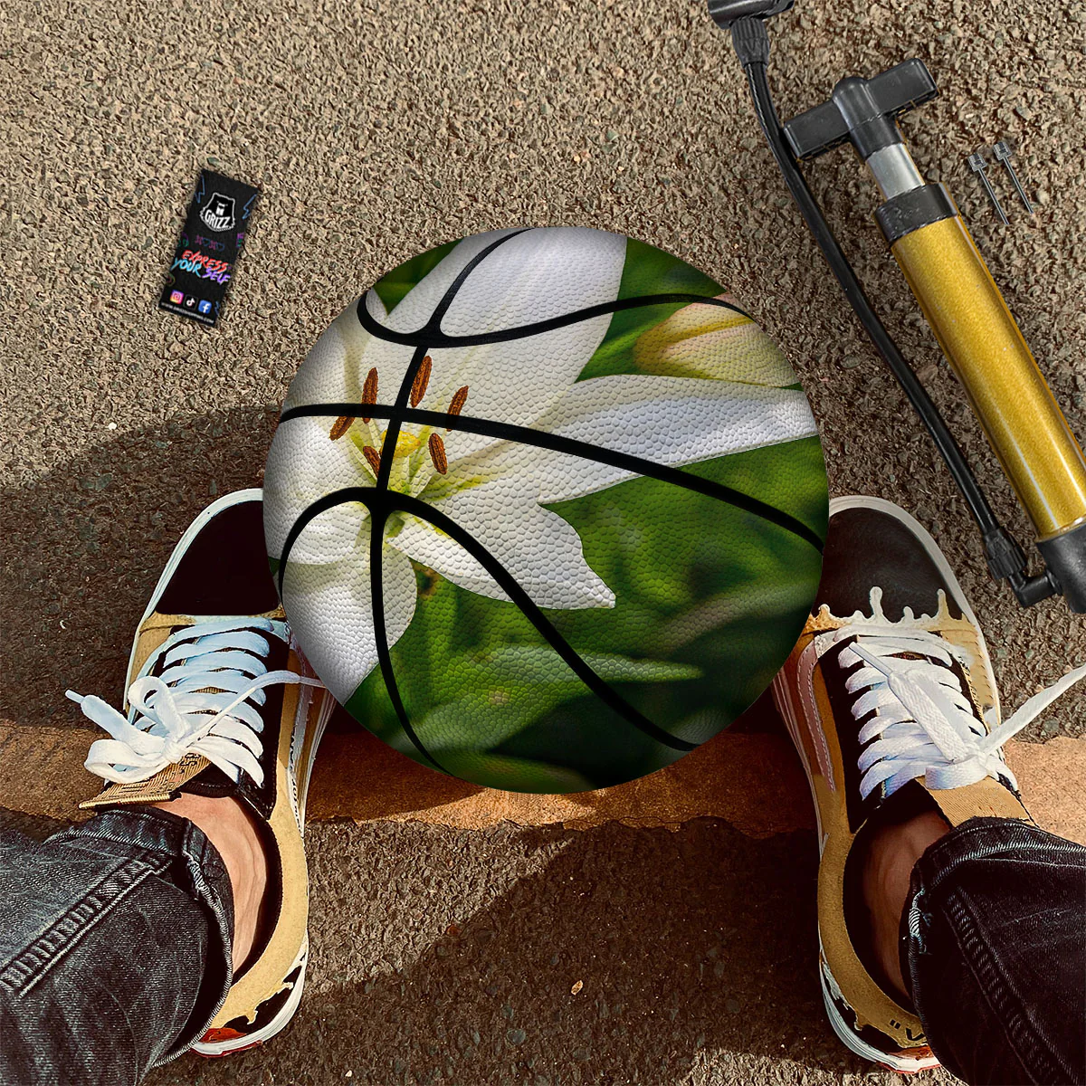 Floral Lily Print Basketball - Image 2
