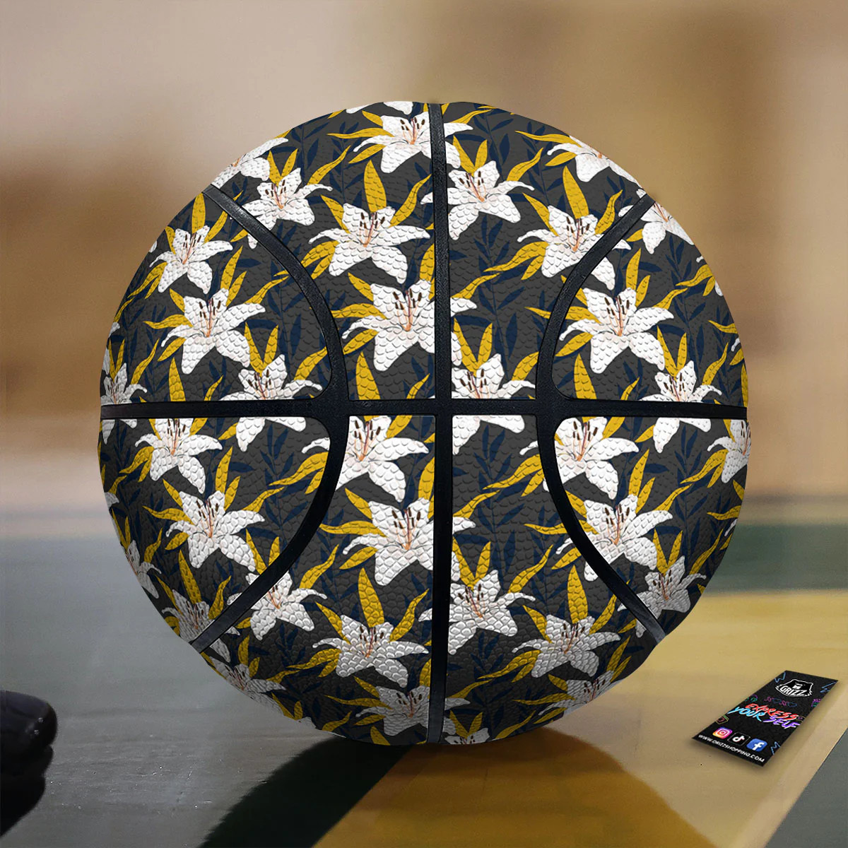 Floral Lily Print Pattern Basketball