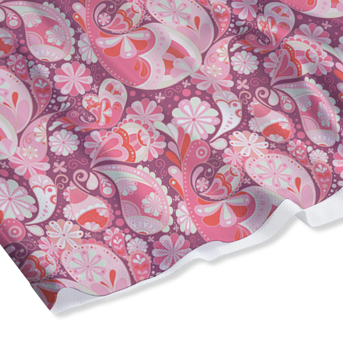 Floral Pink Paisley Print Pattern Mesh Shorts - Image 4