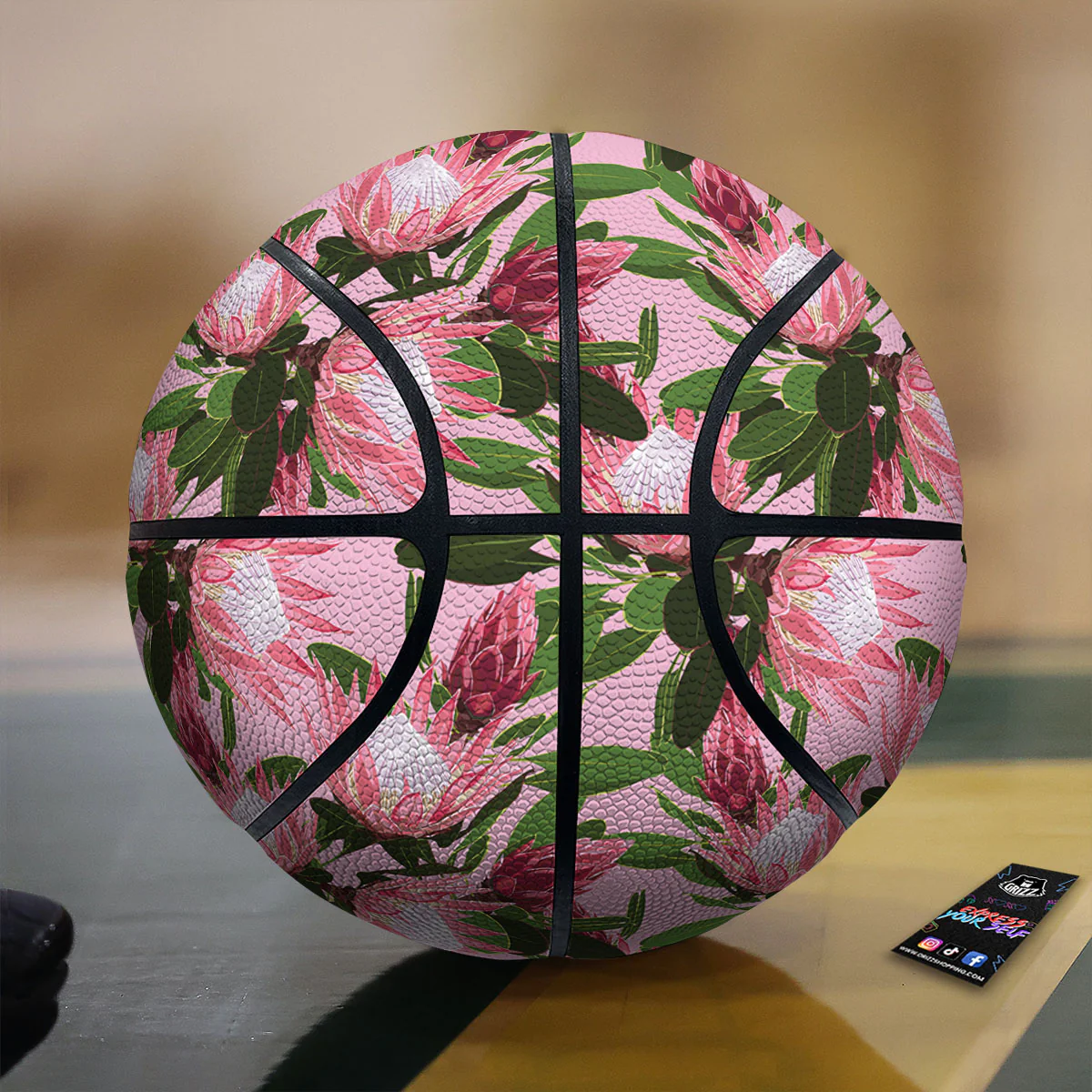 Floral Protea Print Pattern Basketball