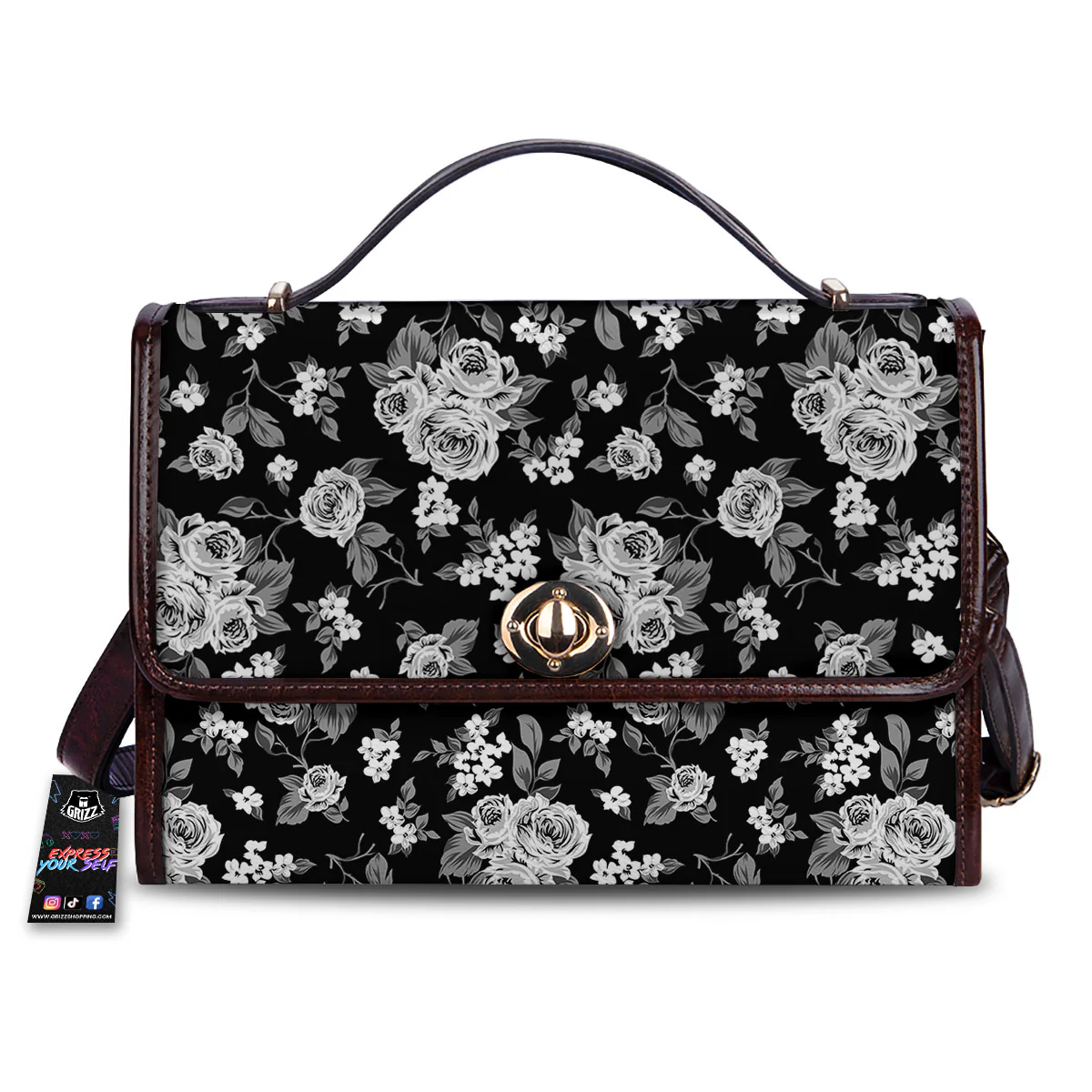 Floral Spring Monochrome Print Pattern Women's Satchel Bag