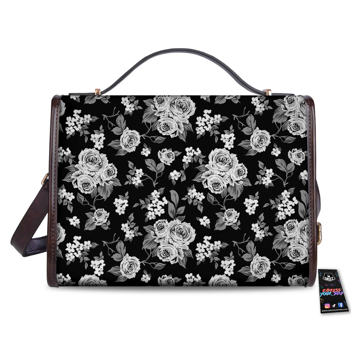 Floral Spring Monochrome Print Pattern Women's Satchel Bag - Image 2
