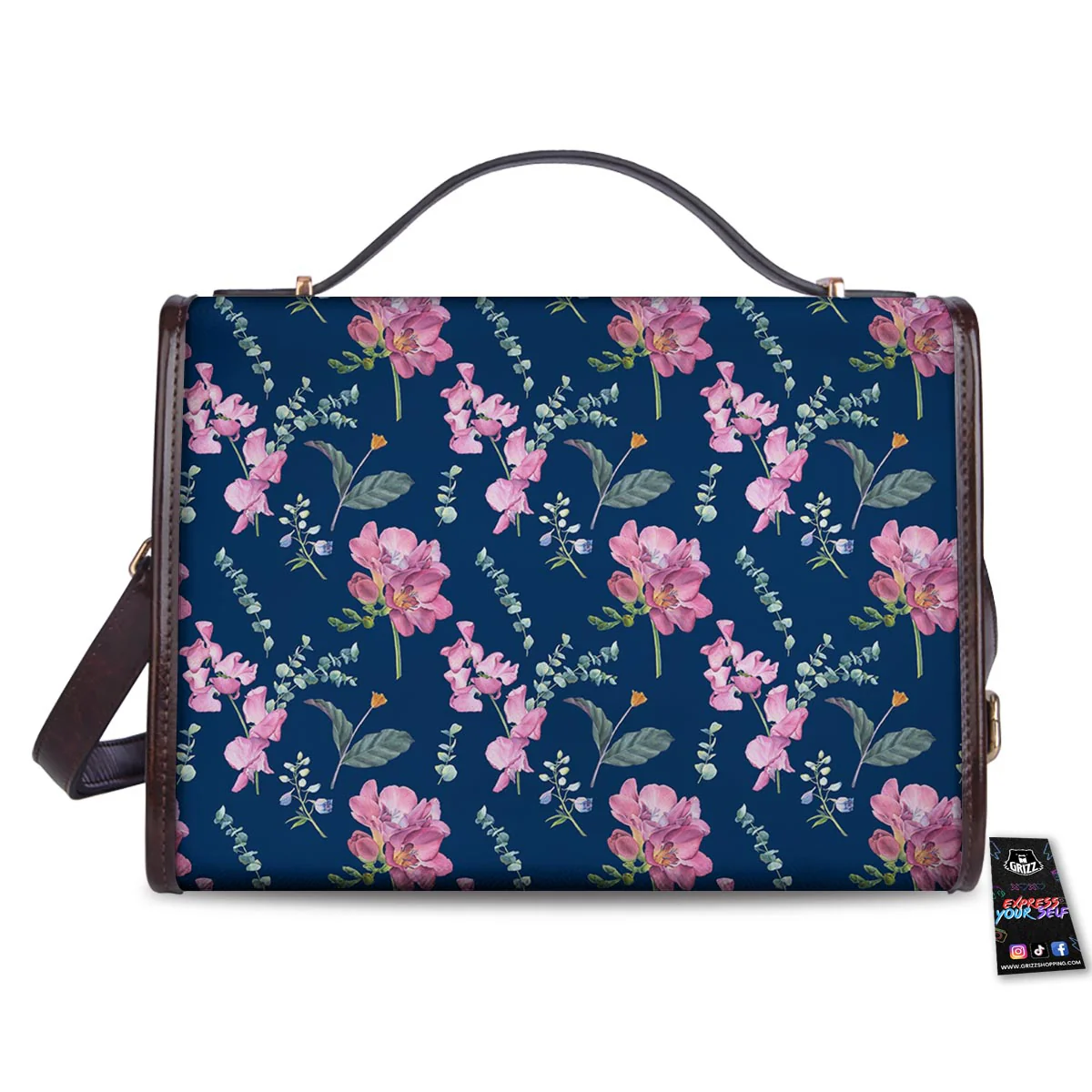 Floral Sweet Pea Print Pattern Women's Satchel Bag - Image 2