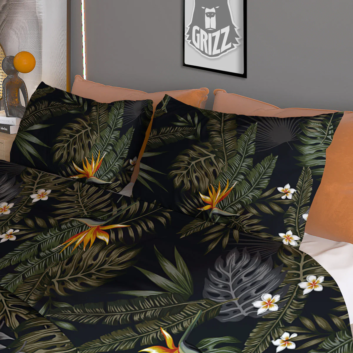 Floral Tropical Vintage Print Pattern Duvet Cover Bedding Set - Image 3