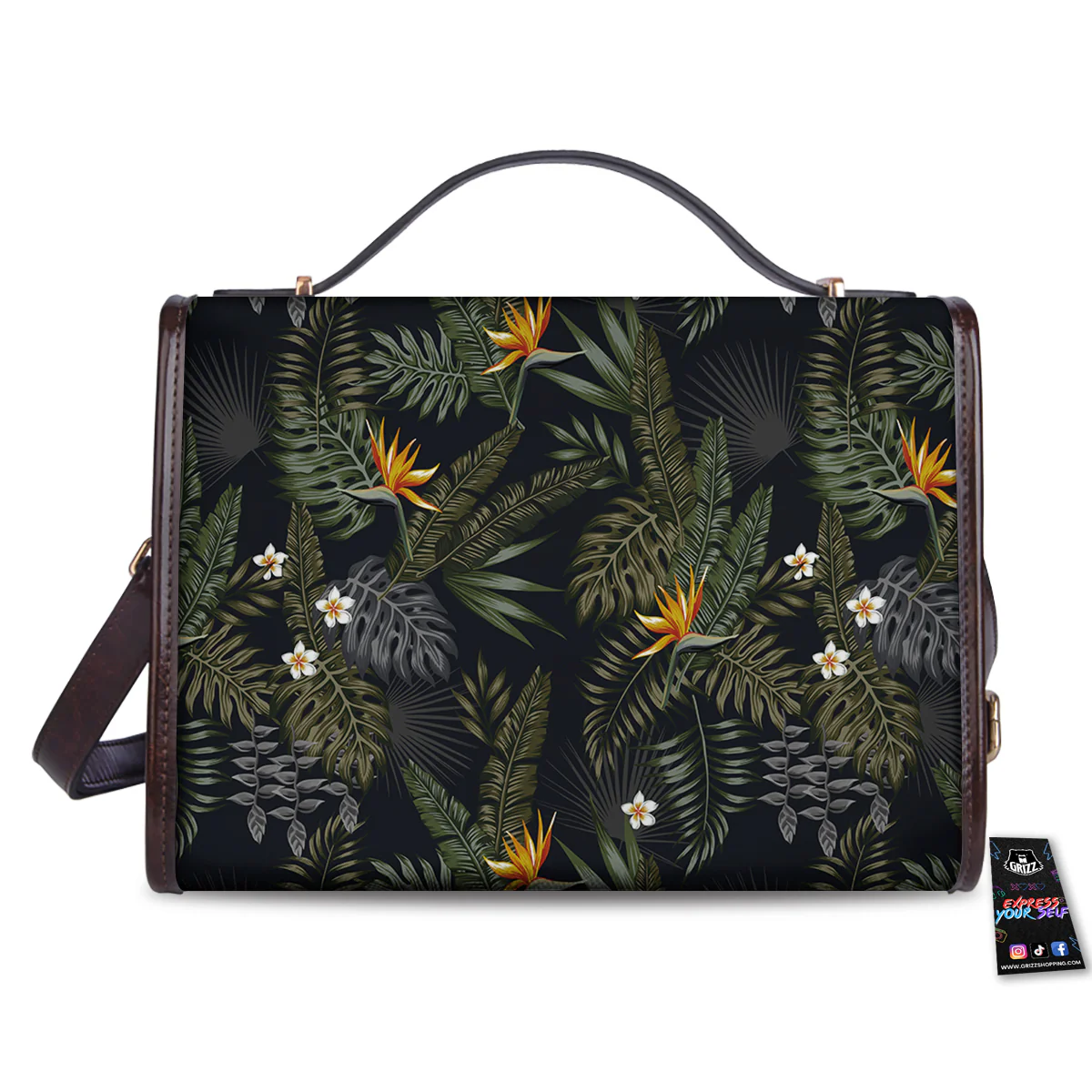 Floral Tropical Vintage Print Pattern Women's Satchel Bag - Image 2