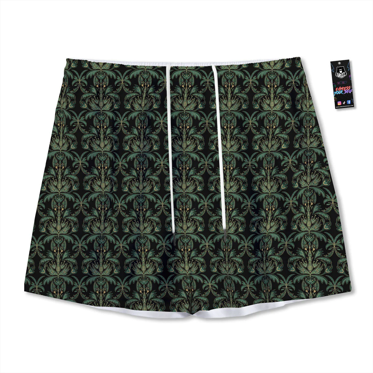 Floral Western Dark Print Pattern Mesh Shorts
