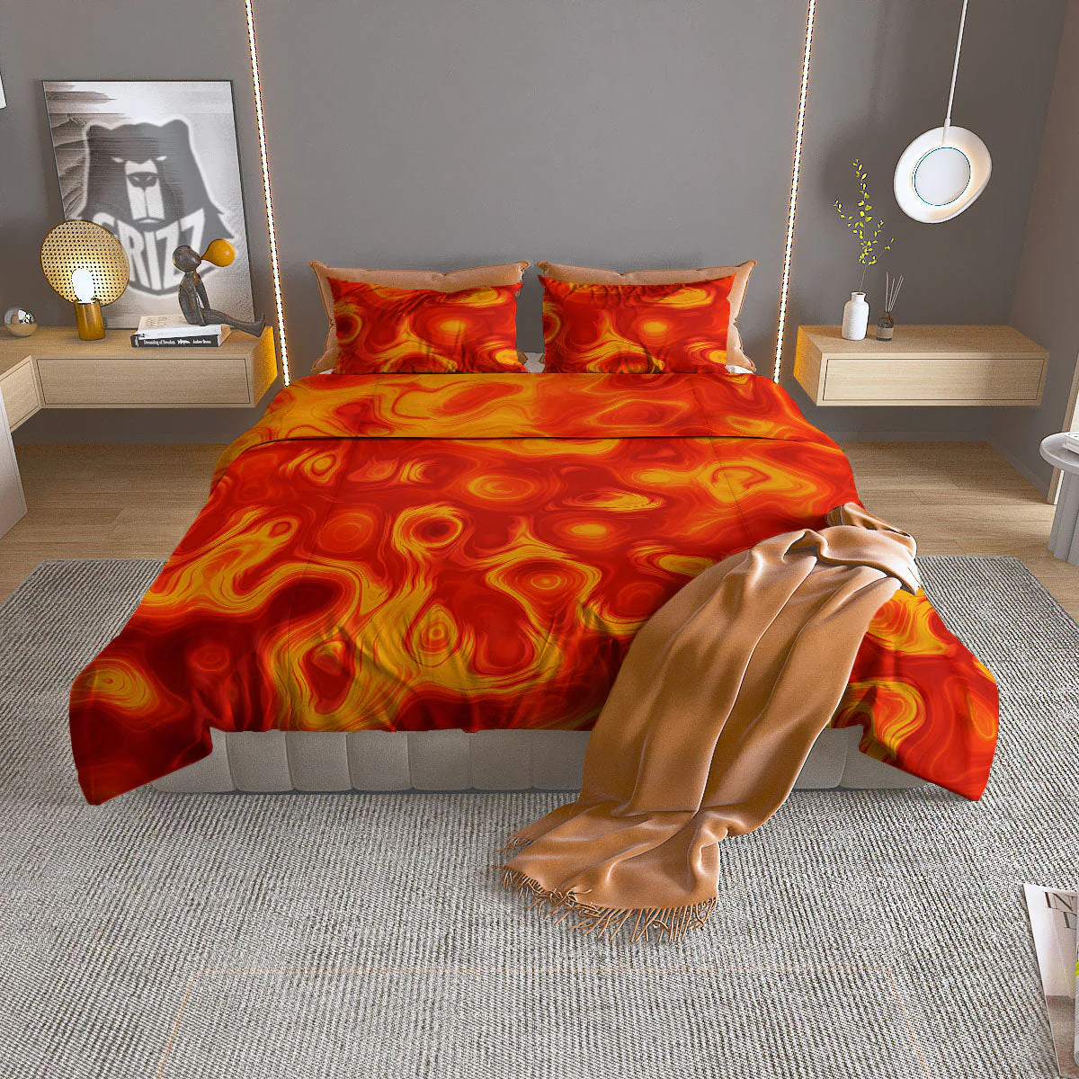 Flow Lava Print Duvet Cover Bedding Set