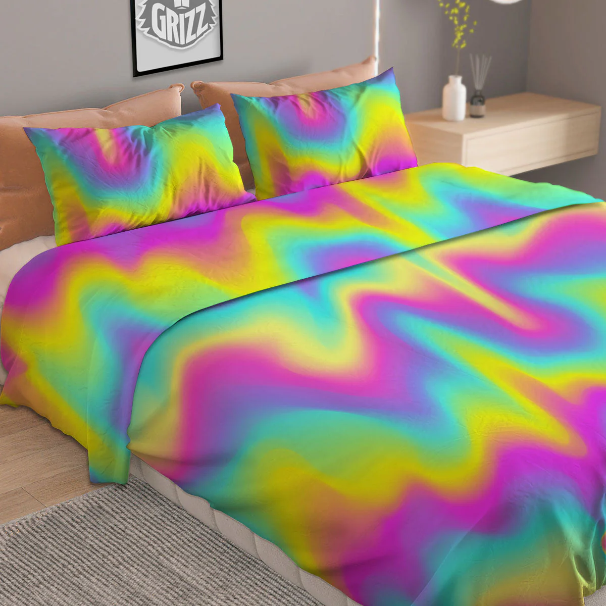 Flow Rainbow Print Pattern Duvet Cover Bedding Set - Image 2