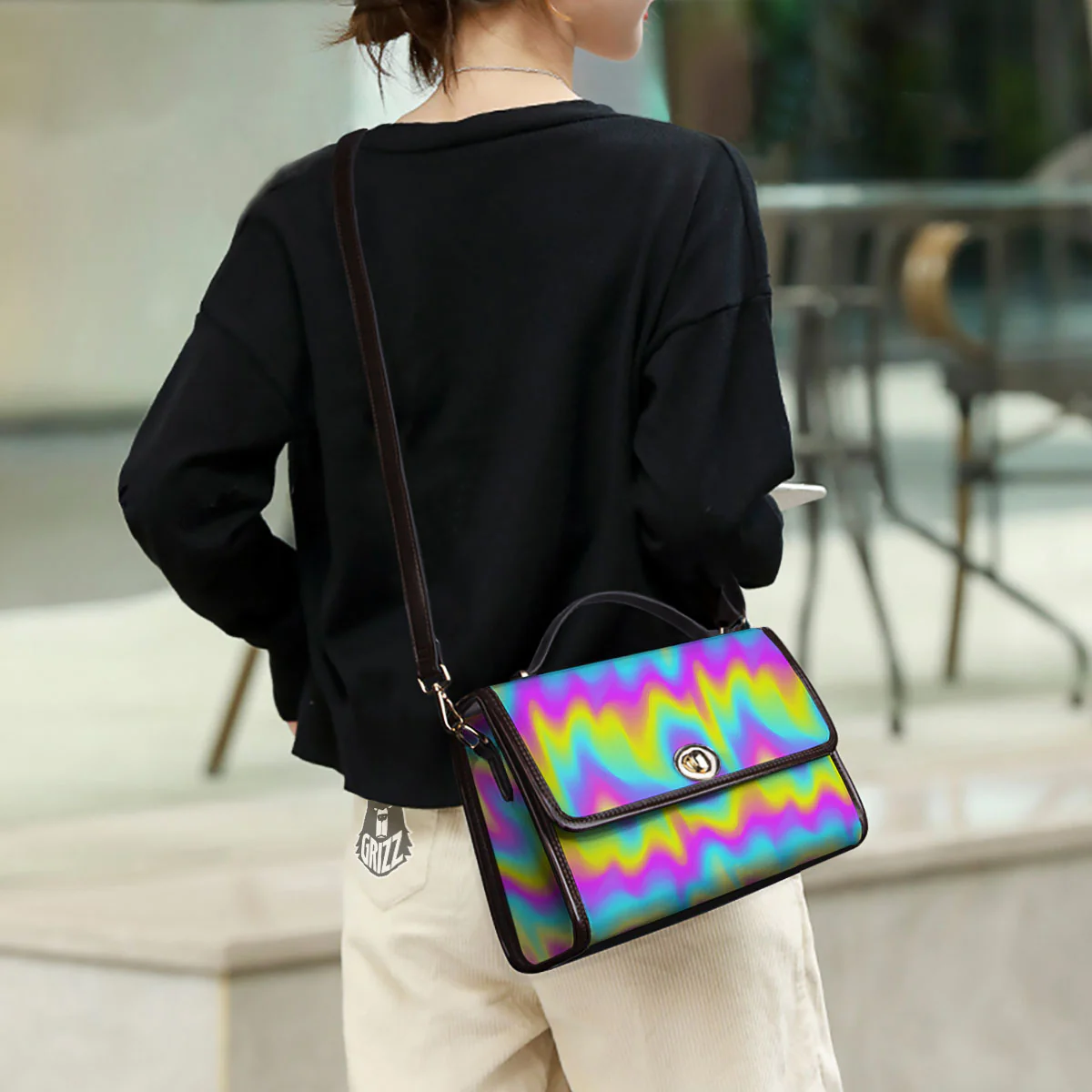 Flow Rainbow Print Pattern Women's Satchel Bag - Image 3